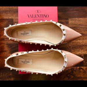 Valentino Rockstuds Flats Size 38 Nude Patent